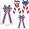 6 Pcs 4th of July Patriotic Wreath Bow Red White Blue Stripe Star Bow American Flag Bunting Bows Memorial Day Decoration for Indoor Outdoor Holiday Independence Day Decorations